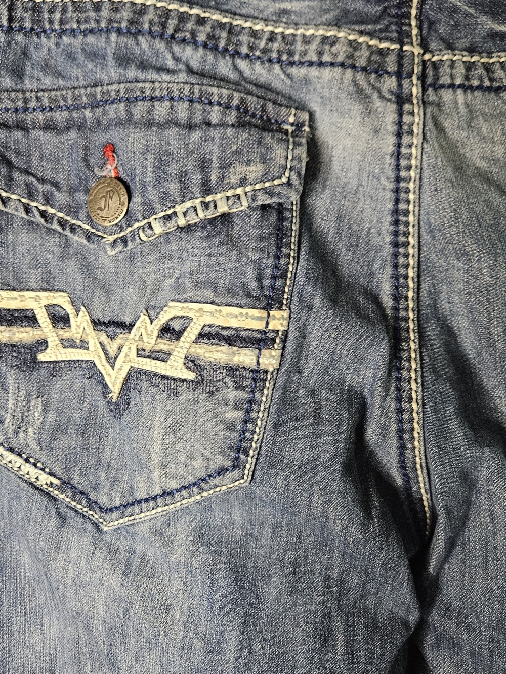 Flypaper Blue Denim Jeans with Yellow Logo Stitching